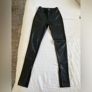 Black faux leather pants